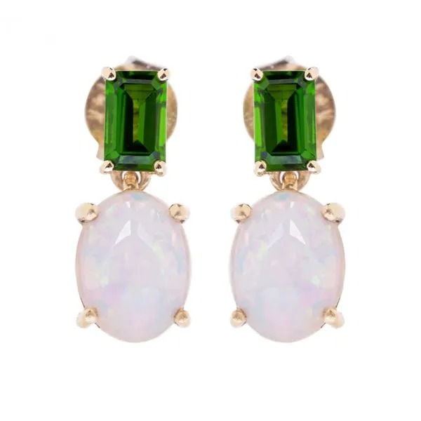 Yellow Opal and Chrome Diopside Earrings. JWR Jewelers Athens, GA