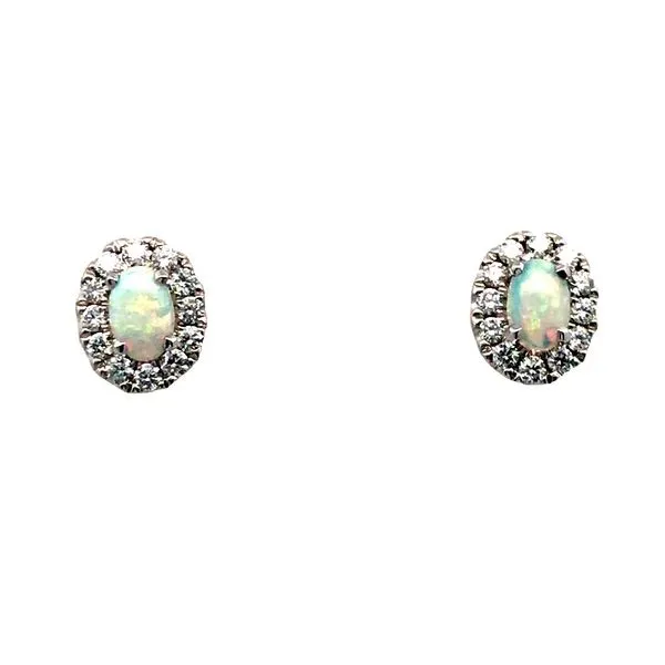 White Opal and Diamond Earrings JWR Jewelers Athens, GA