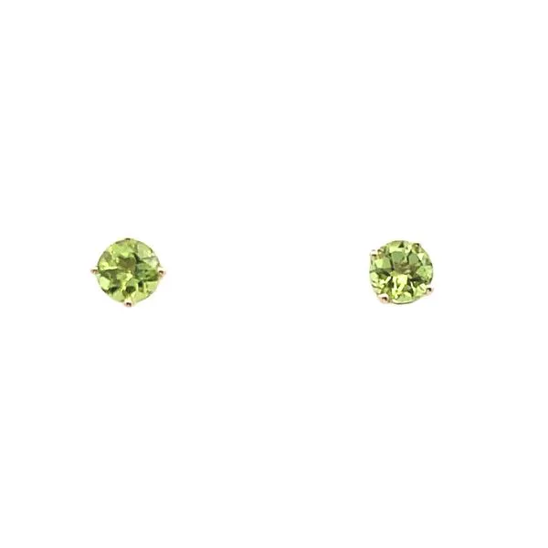 14K Yellow Gold Stud Earrings with a Single Six Millimeter Round Peridot. JWR Jewelers Athens, GA
