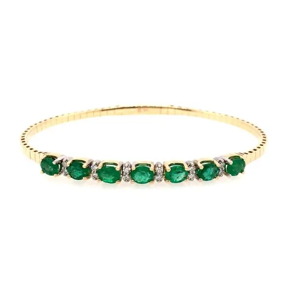 Yellow Gold Emerald and Diamond Bangle Bracelet JWR Jewelers Athens, GA