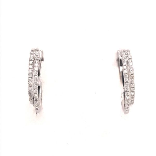 14K White Gold Diamond Hoop Earrings JWR Jewelers Athens, GA