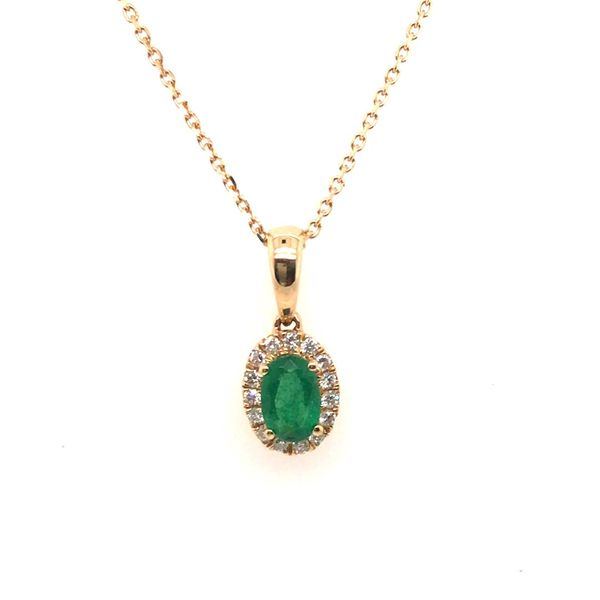 Yellow Gold Emerald and Diamond Necklace JWR Jewelers Athens, GA