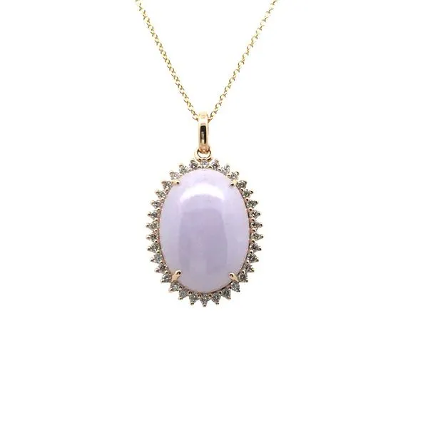 Oval Jade and Diamond Necklace JWR Jewelers Athens, GA