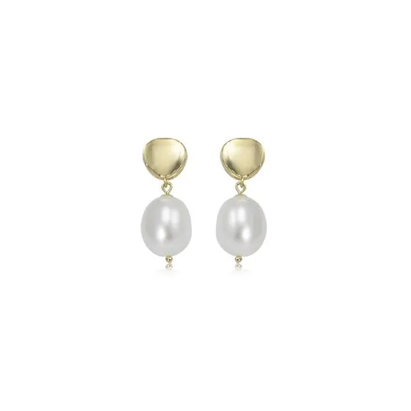 14K Yellow Gold Freshwater Pearl Drop Earrings JWR Jewelers Athens, GA