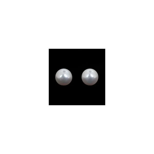 14K White Gold Round Freshwater Pearl Stud Earrings with 9 to 9.5 millimeter pearls. JWR Jewelers Athens, GA