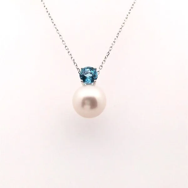 Freshwater Pearl and Blue Topaz Necklace JWR Jewelers Athens, GA