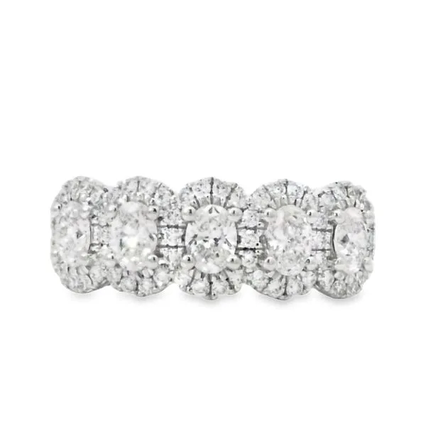 14K White Gold 5 Station Halo Band With 1.05 Ct Twt. Diamonds Kevin's Fine Jewelry Totowa, NJ
