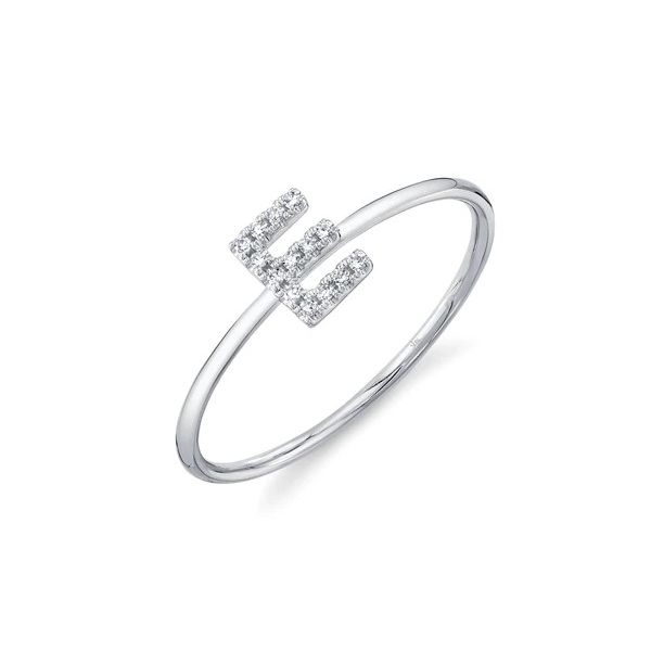 14K White Gold Initial E Ring With .05 Ct Twt. Diamonds Kevin's Fine Jewelry Totowa, NJ