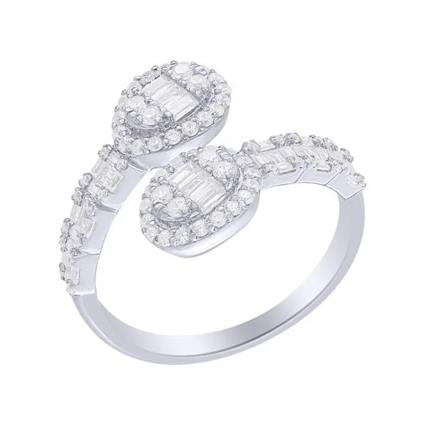 18K White Gold Bypass Ring With .80 Ct Twt. Diamonds Kevin's Fine Jewelry Totowa, NJ