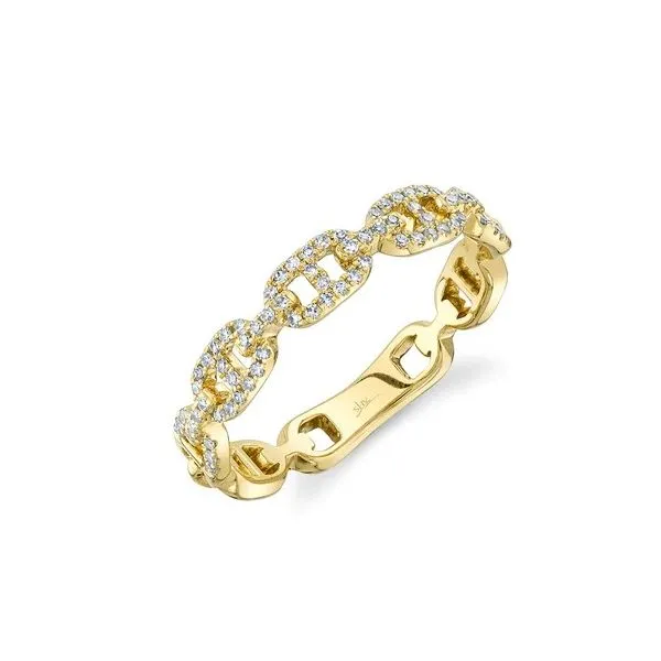 14K Yellow Gold Link Band Ring With .16 Ct Twt. Diamonds