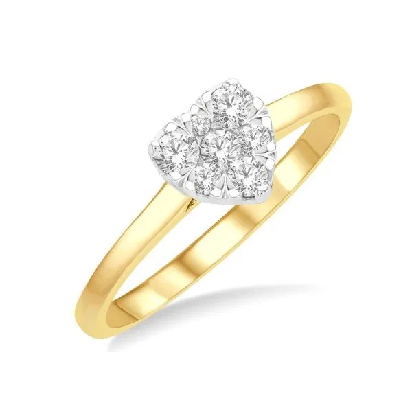 14K Yellow Gold Lovebright Heart Ring With .13 Ct Twt. Di...