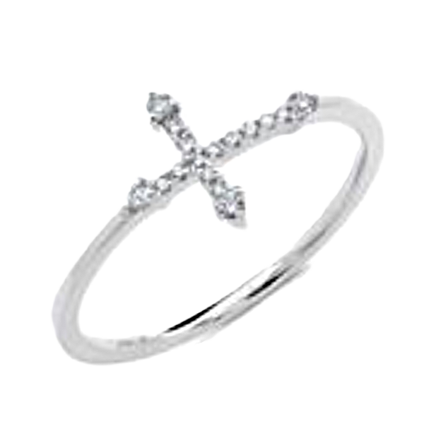 Shy Creation White Gold Diamond Cross Ring Kevin's Fine Jewelry Totowa, NJ