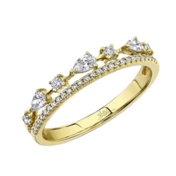 Shy Creation Pear and Round Diamonds Stacked Look Ring Kevin's Fine Jewelry Totowa, NJ