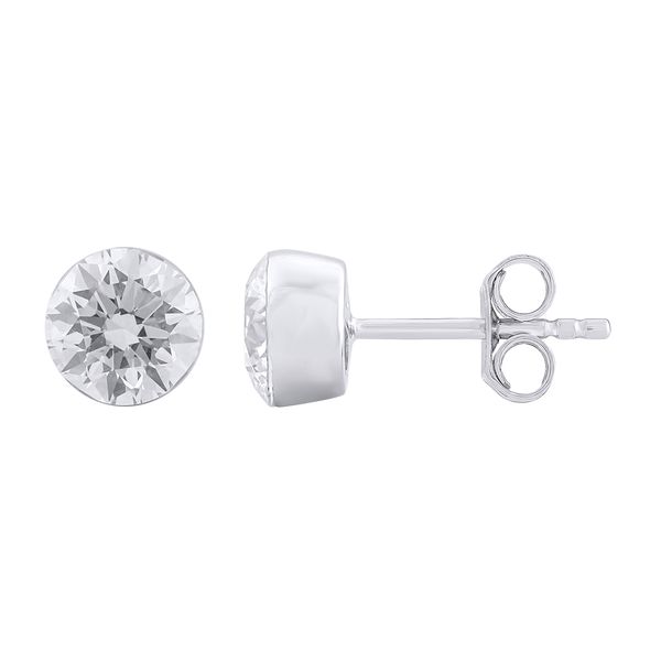 14K White Gold Stud Bezel Earrings With .45 Ct Twt. Lab Grown Diamonds Kevin's Fine Jewelry Totowa, NJ