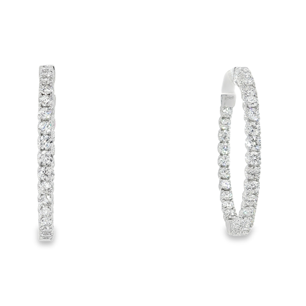 14 karat White Gold Inside Out Diamond Hoops with 2.96 Ct. Twt. Lab Grown Diamonds Kevin's Fine Jewelry Totowa, NJ
