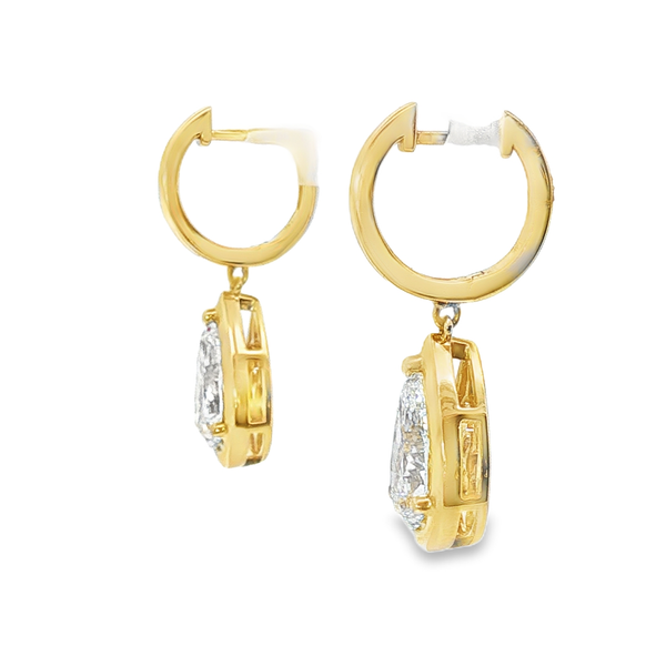 14K Yellow Gold Pear Shaped Dangle Earrings with 3.17 Ct. Twt. Lab Grown Diamonds Image 2 Kevin's Fine Jewelry Totowa, NJ