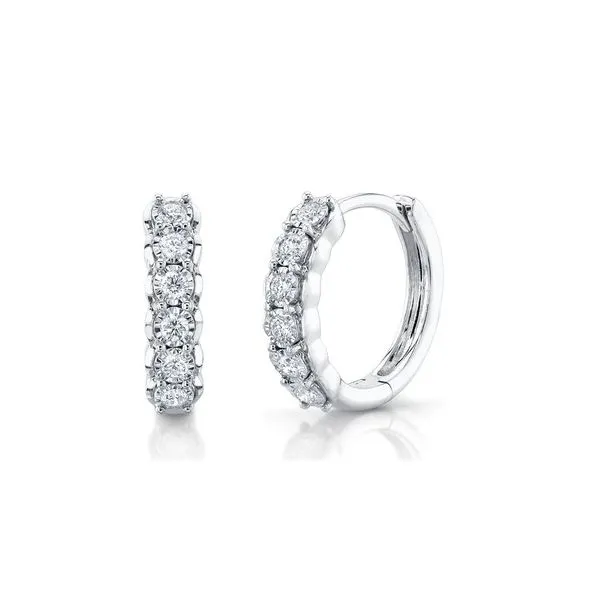 14K White Gold Huggie Earrings With .23 Ct Twt Diamonds Kevin's Fine Jewelry Totowa, NJ