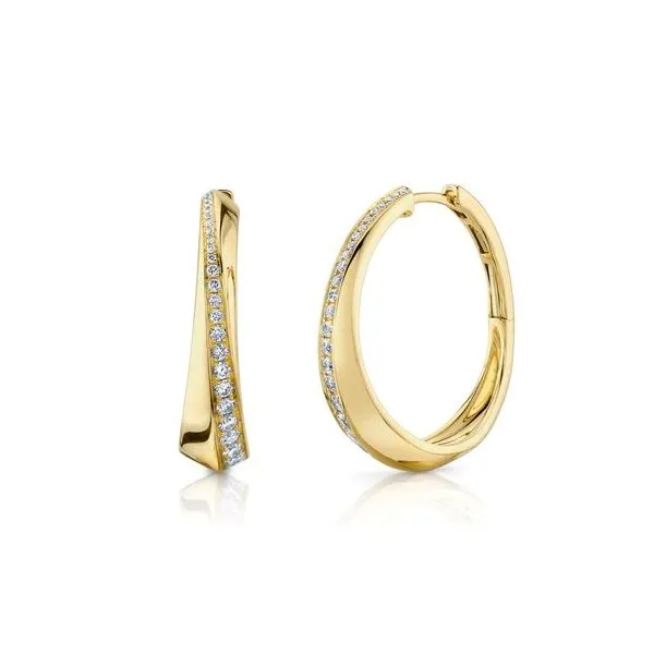 14K Yellow Gold Hoop Earrings With 0.63 Twt Diamond Kevin's Fine Jewelry Totowa, NJ