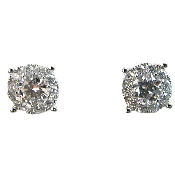 Gold Diamond with Halo Earrings Kevin's Fine Jewelry Totowa, NJ