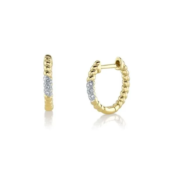 14K Yellow Gold Hoop Earrings With .04 Ct Twt. Diamonds Kevin's Fine Jewelry Totowa, NJ