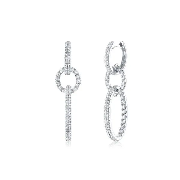 14K White Gold Hanging Oval Diamond Earrings Kevin's Fine Jewelry Totowa, NJ