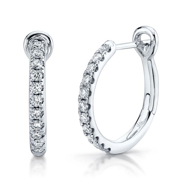 14K White Gold Hoop Earrings With .26 Ct Twt Diamonds Kevin's Fine Jewelry Totowa, NJ