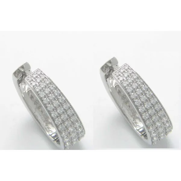 18K White Gold Pave Hoop Earrings With 1.10 Ct Twt. Diamonds Kevin's Fine Jewelry Totowa, NJ
