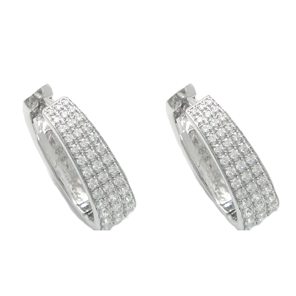 18K White Gold Pave Hoop Earrings With 1.10 Ct Twt. Diamonds Kevin's Fine Jewelry Totowa, NJ