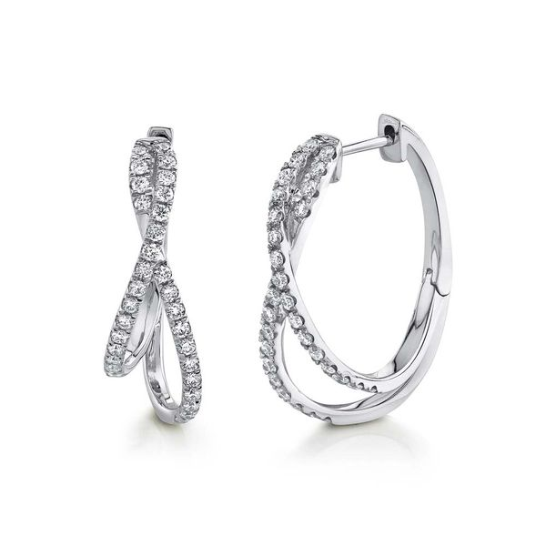 14K White Gold Double Oval Hoop Earrings With .57 Ct Twt. Diamonds Kevin's Fine Jewelry Totowa, NJ