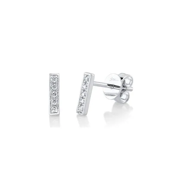 14K White Gold Bar Stud Earrings With .08 Ct Twt. Diamonds Kevin's Fine Jewelry Totowa, NJ