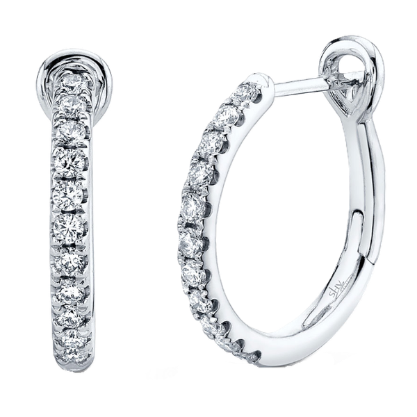 14K White Gold Hoop Earrings With .26 Ct Twt Diamonds Kevin's Fine Jewelry Totowa, NJ