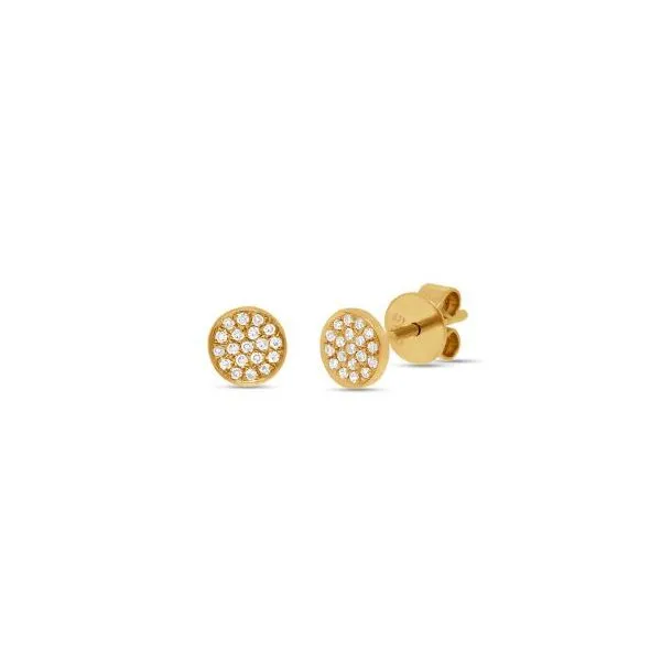 14K Yellow Gold Pave Studs With 0.07 Twt Diamond Kevin's Fine Jewelry Totowa, NJ