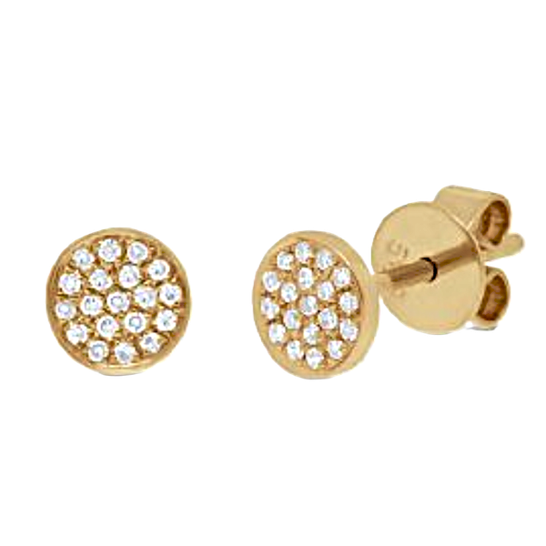 Shy Creation Gold and Diamond Round Post Earrings Kevin's Fine Jewelry Totowa, NJ
