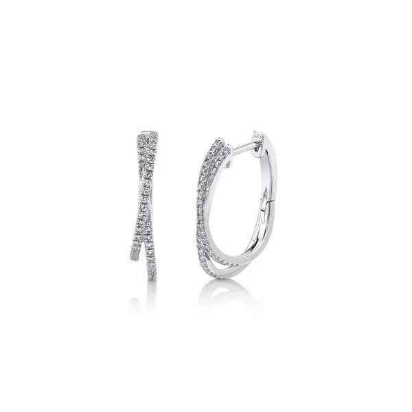 14K White Gold Twist Hoop Earrings With .21 Ct Twt. Diamonds Kevin's Fine Jewelry Totowa, NJ
