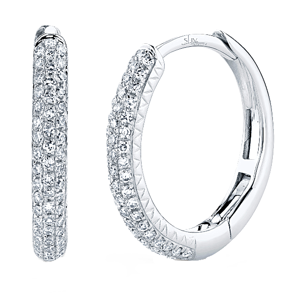 Shy Creation Pave Diamond Hoop Earrings Kevin's Fine Jewelry Totowa, NJ