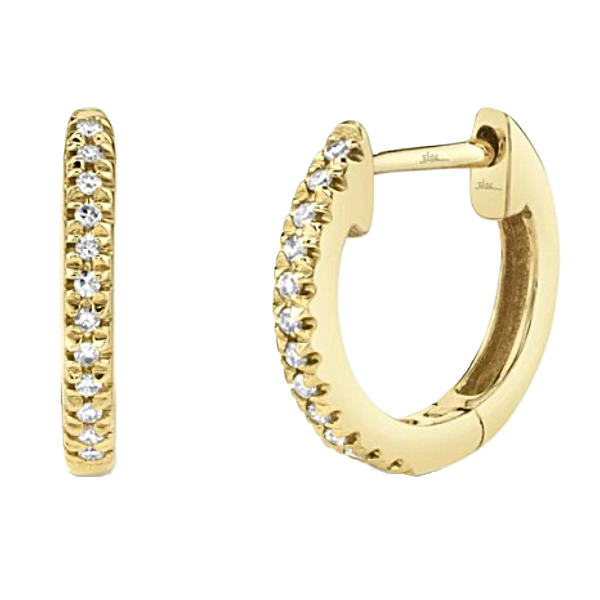 Shy Creation Yellow Gold and Diamond Hoop Earrings Kevin's Fine Jewelry Totowa, NJ