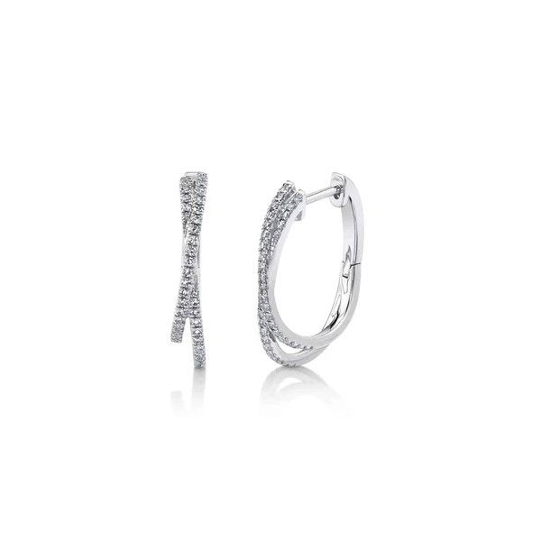 14K White Gold Twist Hoop Earrings With .21 Ct Twt. Diamonds Kevin's Fine Jewelry Totowa, NJ