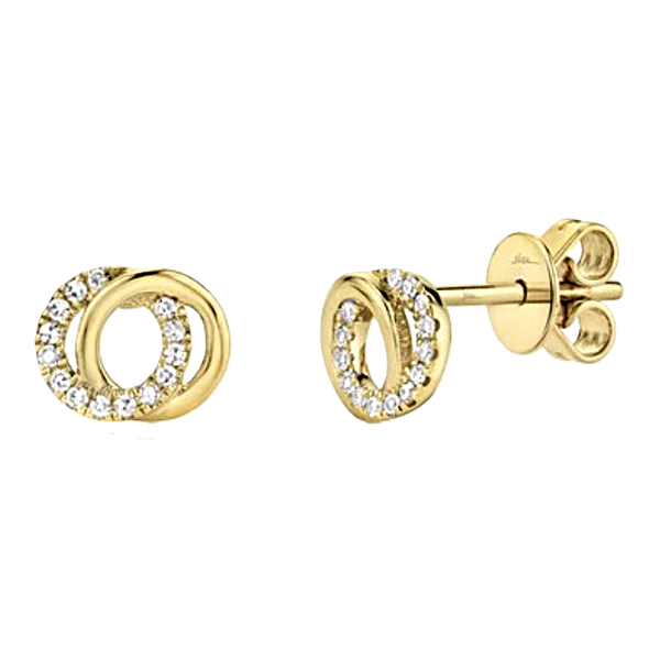 Shy Creation Yellow Gold Love Knot Earrings with Diamonds Kevin's Fine Jewelry Totowa, NJ