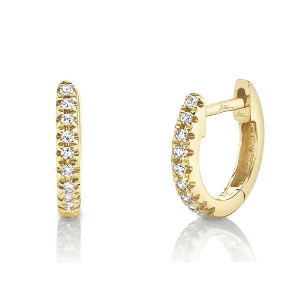 14K Yellow Gold Mini Huggie Earrings With 0.04 Twt Diamond Kevin's Fine Jewelry Totowa, NJ