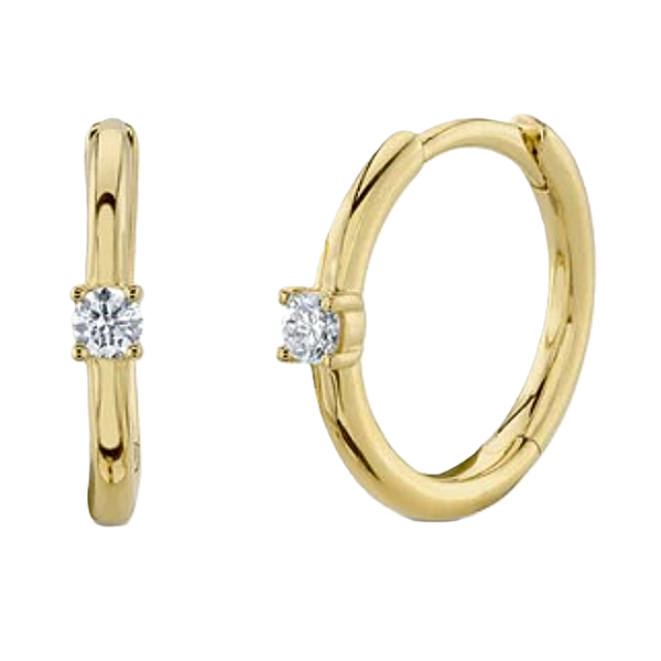 Shy Creation Gold and Diamond Hoop Earrings Kevin's Fine Jewelry Totowa, NJ