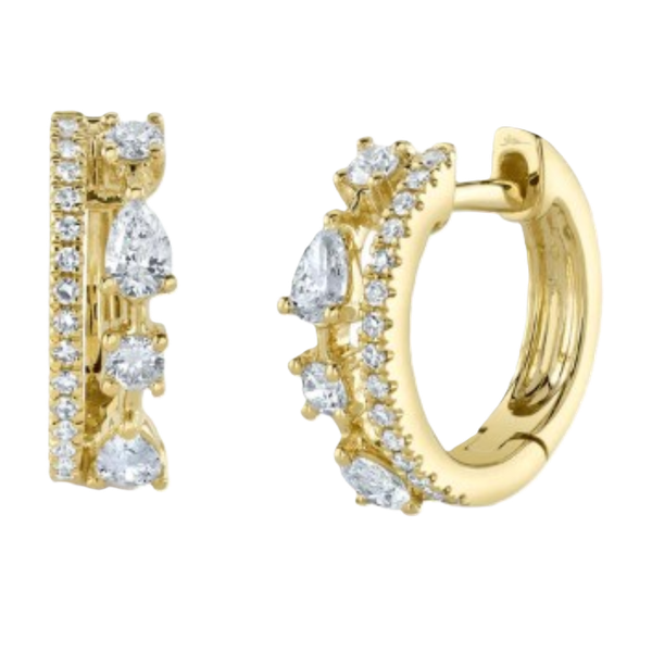 Shy Creation 14K Yellow Gold Huggie Earrings With .43 Ct Twt. Diamonds Kevin's Fine Jewelry Totowa, NJ