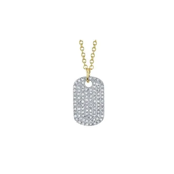 14K Yellow & White Gold Pave Dog Tag Necklace With .22 Ct Twt. Diamonds Kevin's Fine Jewelry Totowa, NJ