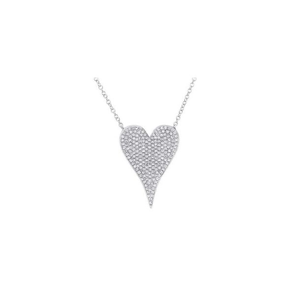 14K White Gold Heart Necklace With .43 Ct Twt Diamonds Kevin's Fine Jewelry Totowa, NJ