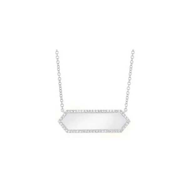 14K White Gold Bar Id Necklace With .12 Ct Twt Diamonds Kevin's Fine Jewelry Totowa, NJ