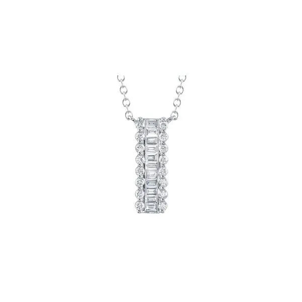 14K White Gold Vertical Bar Necklace With .56 Ct Twt. Diamonds Kevin's Fine Jewelry Totowa, NJ