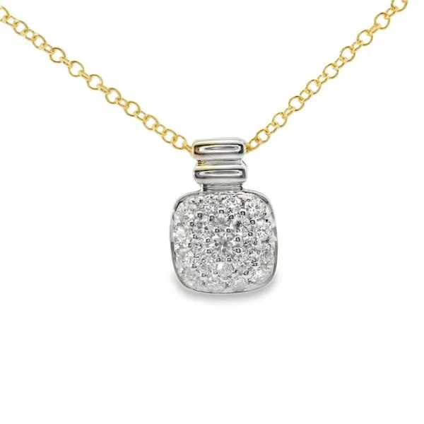 14K Yellow & White Gold Pave Square Necklace With .25 Ct Twt. Diamonds similar item image