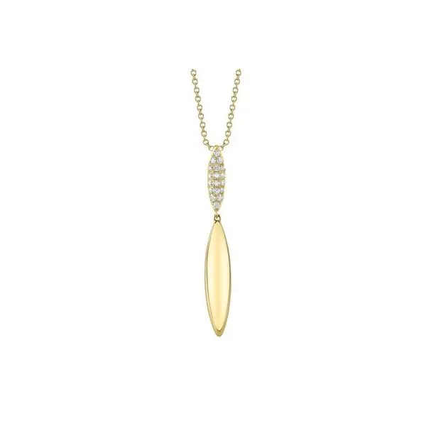 14K Yellow Gold Double Elliptical Pave Drop Necklace With .15 Ct Twt. Diamonds Kevin's Fine Jewelry Totowa, NJ