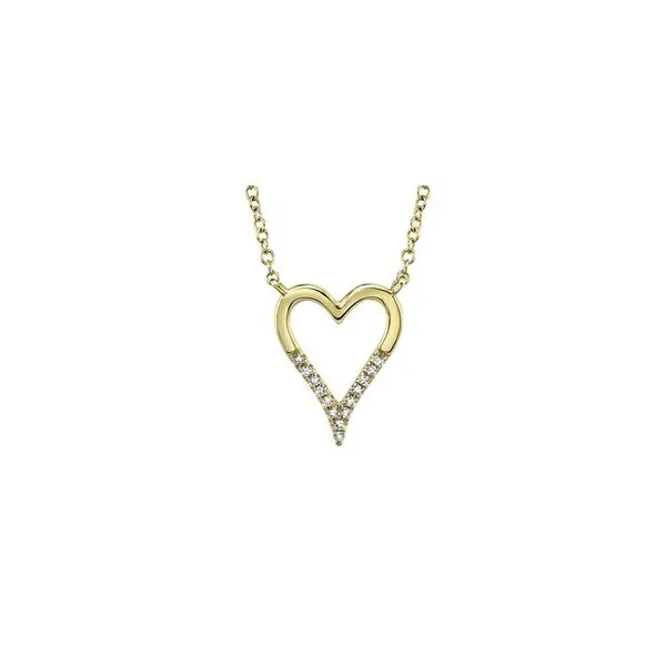 14K Yellow Gold Open Heart Necklace With .04 Ct Twt. Diamonds Kevin's Fine Jewelry Totowa, NJ