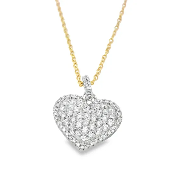 14K Yellow & White Gold Pave Heart Necklace With .50 Ct Twt. Diamonds Kevin's Fine Jewelry Totowa, NJ