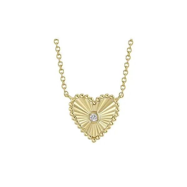 14K Yellow Gold Starburst Heart Necklace With .02 Ct Diamond Kevin's Fine Jewelry Totowa, NJ